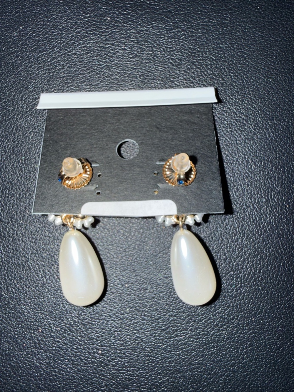 Towne & Reese Gold and Ivory Floral Pearl Drop Earrings - Picture 2 of 2